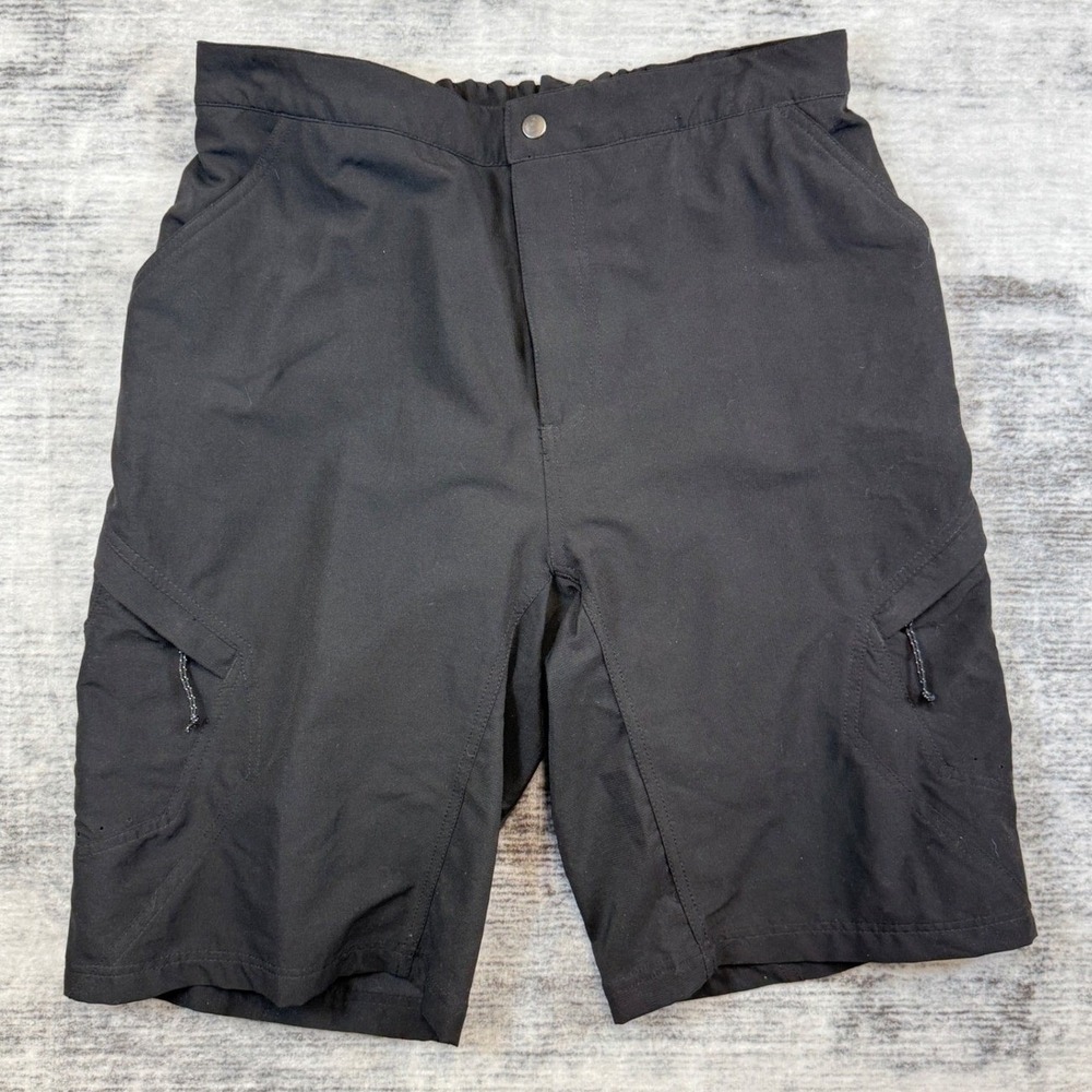 Novara Mens Black Mountain Bike Shorts Padded Liner‎ Cargo Pockets Size Large
